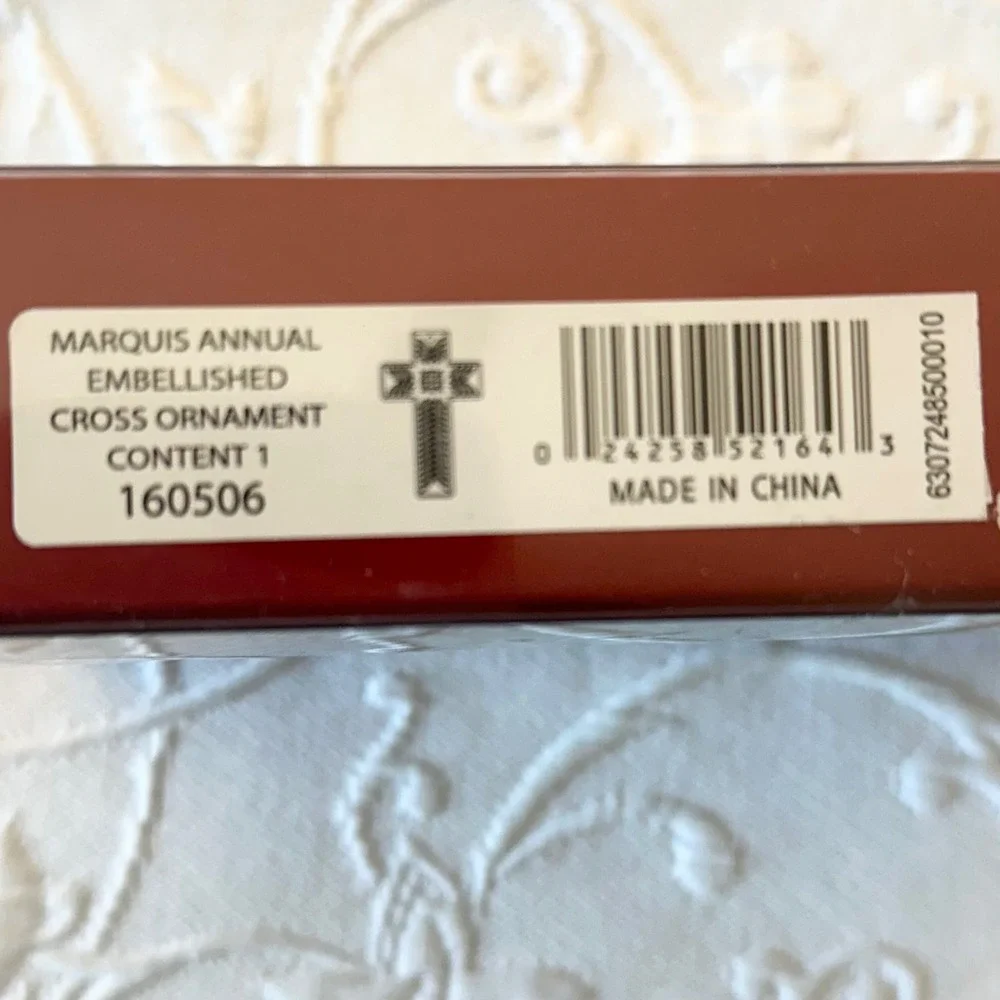 Vintage 2000s Marquis by Waterford Embellished Crystal Cross Ornament New in Box